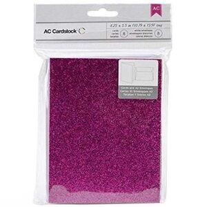 American Crafts AC Cardstock Glitter Cards & Envelopes – 8 ct Pink Dark